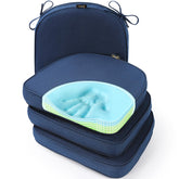 SUNROX front view of navy cushion showing neat shape and fit, improves chair comfort