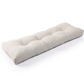 SUNROX front view cream bench cushion showing tailored tufting and elegant finish