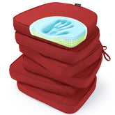 SUNROX front view of six burgundy cushions showing coordinated set and convenience