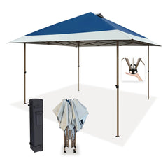 OUTDOOR LIVING SUNTIME front view showing navy canopy and shaded area benefit