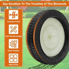 SuperDi wheel installed on lawn sweeper improving traction and sweeping efficiency