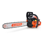 SUPMIXTOOLS chainsaw front view showing robust build and easy grip benefit