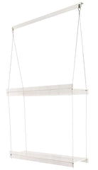 SUPREMETECH front view of hanging acrylic shelves showing clear display and bright light