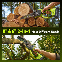 Supstable with 8-inch guide bar mounted for longer cuts and faster firewood work