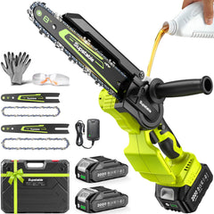 Supstable mini chainsaw front view showing compact design and ready-to-use benefit