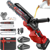 Supstable mini chainsaw front view showing compact design and controls for easy handling