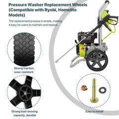 SurpLee wheel installed on a pressure washer showing improved mobility benefit