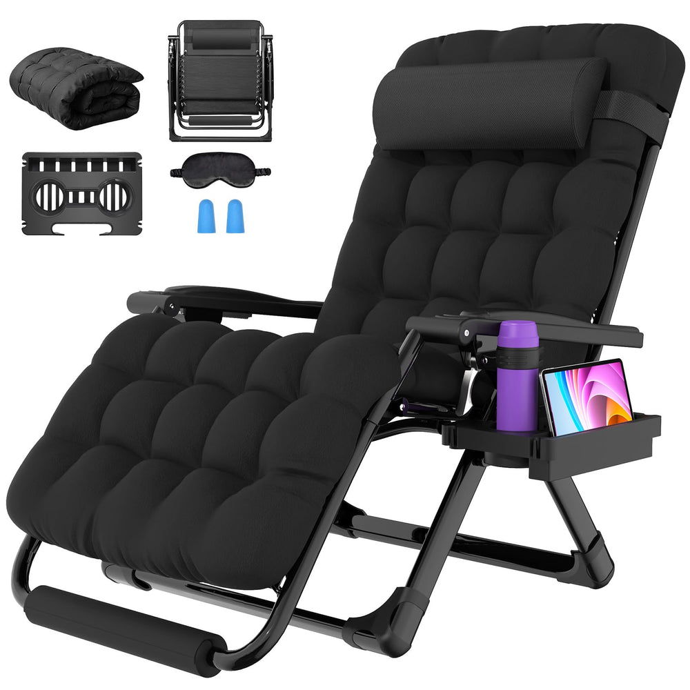 Suteck front view of oversized zero gravity chair showing sturdy frame and breathable mesh for stable outdoor comfort