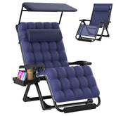 Suteck front view of XXL zero gravity chair showing roomy seating and canopy benefit shade