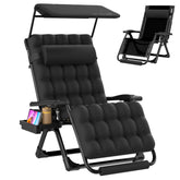 Suteck front view of XXL zero gravity chair showing roomy seat and canopy for shaded comfort