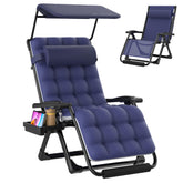 Suteck chair front view showing oversized seating and canopy for comfortable shade