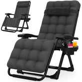 Suteck zero gravity chair front view showing full recline and firm frame for stable lounging