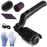 Suteng front view of cordless electric grill brush showing ergonomic grip and controls, faster cleaning
