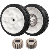 Sutmorly front view of replacement wheels showing ready-to-install durability