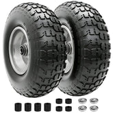 Sutmorly front view of two packaged 13-inch flat-free tires showing immediate use benefit