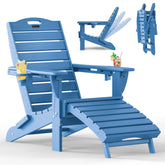 SUUNYN front view navy Adirondack chair showing sturdy frame and comfort
