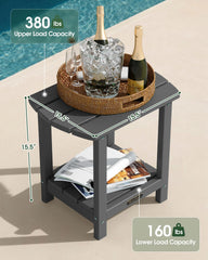 SUUNYN detail of two-tier shelf offering extra storage for drinks and books