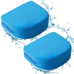 Suzile booster seat front view showing blue cover and comfortable shape for improved seating