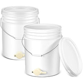 Suzile front view of two white 5 gallon honey buckets showing clean packaging and capacity benefit