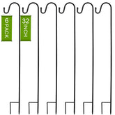 Suzile front view of six assembled shepherd hooks showing tidy garden display and durability