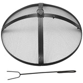 Suzile front view of black round spark screen offering ember protection