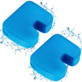 Suzile front view of two blue booster seats showing portability and quick setup