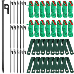 Suzile overview of stakes straps and ropes showing complete 48-piece kit for convenience