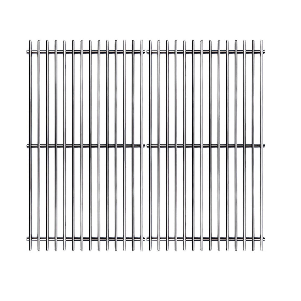 SUZLON front view of two stainless steel grates showing full surface and fit benefit