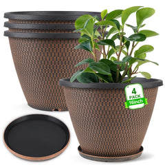 Svxtoby front view of four 16 inch planters showing modern finish and coordinated set