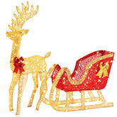 Sweetcrispy front view of reindeer and sleigh showing festive yard impact