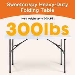 Sweetcrispy close-up of HDPE tabletop, highlights waterproof easy-to-clean surface
