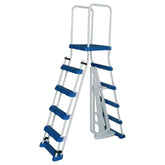 Swimline front view of A-frame ladder showing stable entry benefit