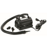 Swimline pump front view showing controls and compact design for fast inflation
