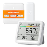 SwitchBot front face view showing clear display and quick readings benefit fast checks