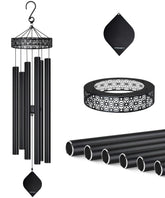 Synhonty front view of black wind chimes showing elegant design and curb appeal