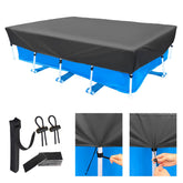 SYPGIHNA front view of rectangular pool cover showing full fit and neat edges protecting pool