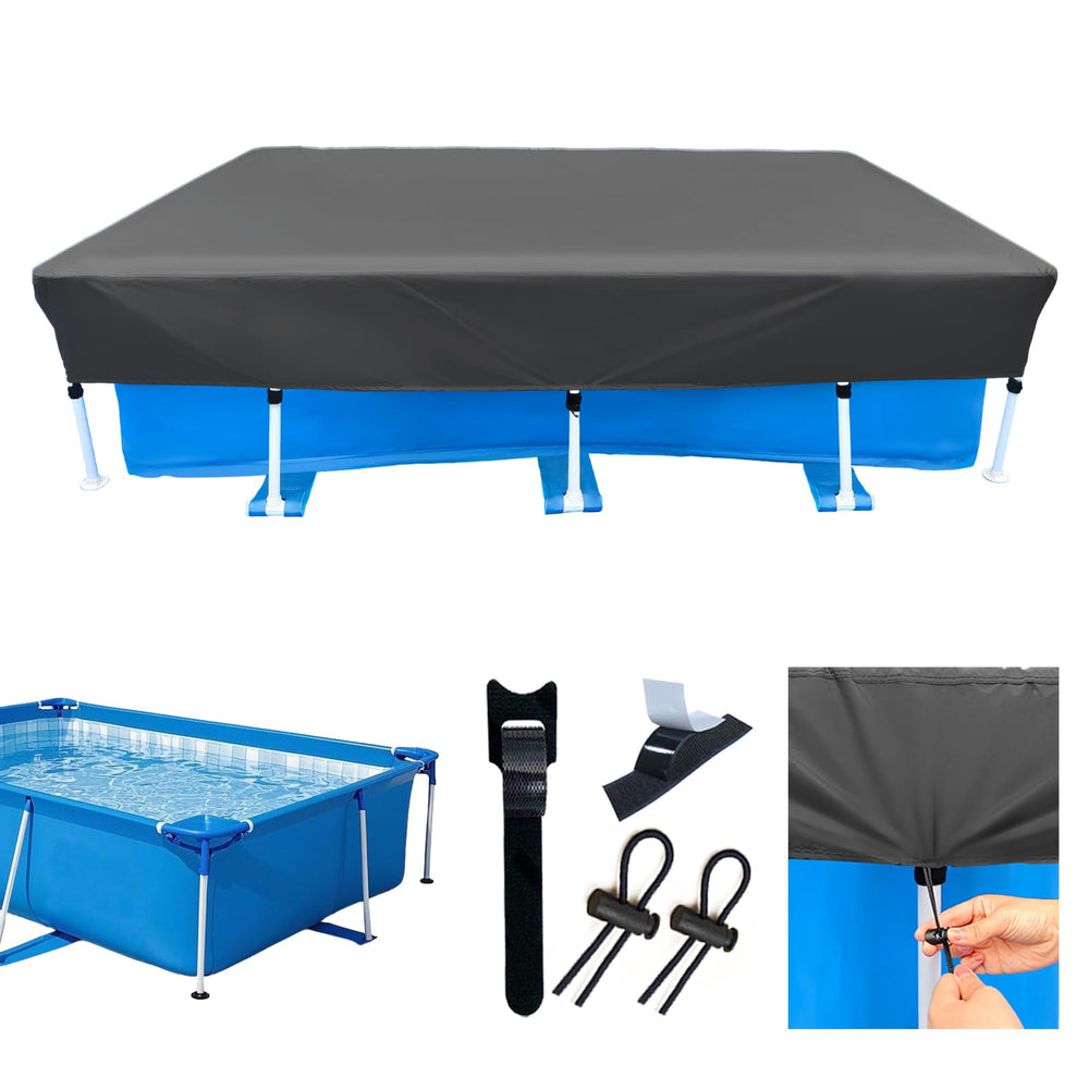 SYPGIHNA front view of rectangular pool cover showing full fit and protection
