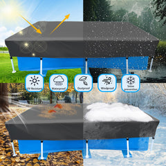 SYPGIHNA cover installed on a rectangular frame pool reducing debris entry