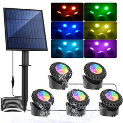T-SUN front view of pond light showing sleek housing and LEDs, brightens water features