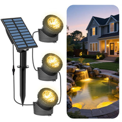 T-SUN front view showing compact submersible light and clear benefit of waterproof durability