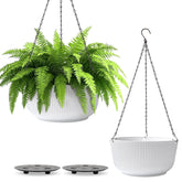 T4U front view of white 12-inch hanging planter showing minimalist design and clean lines