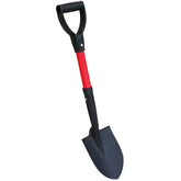 TABOR TOOLS front view of 27-inch mini shovel showing blade and D-handle for compact digging