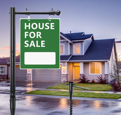TAILERNRUYE front view of assembled sign post showing professional curbside display benefit