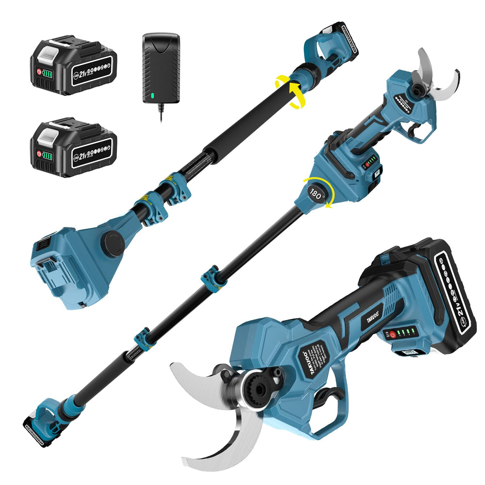 Takuoo pole pruner front view showing compact design and safe grip