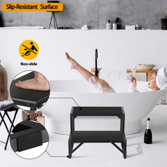 Talustool in use at hot tub demonstrating safe entry and support