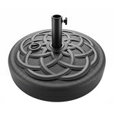 T&Jero front view of assembled black umbrella base showing stable footprint benefit