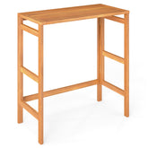 Tangkula front view of acacia wood bar table showing sturdy design and warm tone