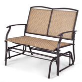 Tangkula front view brown glider showing two-person comfort
