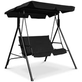 Tangkula front view porch swing showing two-person seating and canopy comfort