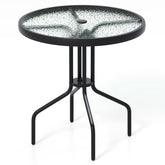 tangkula front view of round patio table shows stable dining surface and style